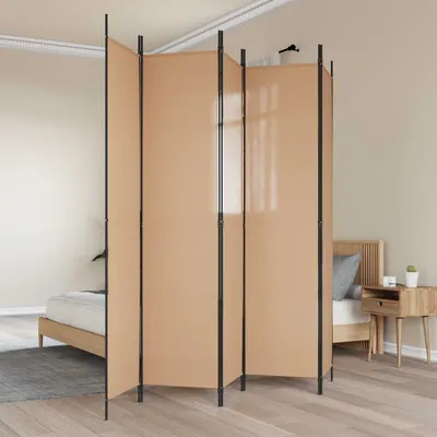 vidaXL Separator de cameră cu 5 panouri Bej 250 x 220 cm Țesătură