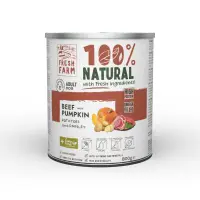 FRESH FARM Coarse, XS-XL, Vită și dovleac, conservă hrană umedă fără cereale câini, (pate), 800g