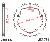 JT - Foaie (spate) Aluminiu JTA751, 42 dinti - Ducati - cu Adaptor 110-002 Lant 520
