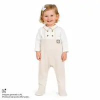 Salopeta bebelusi Chicco deschidere la scutec, Bej cu model, 01463-70MFCI