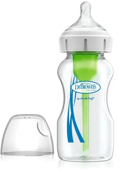 Biberon de sticlă Dr. Brown's Wide-Neck Options+ Baby, 270 ml