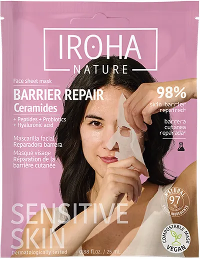 Iroha Nature Mască facială regeneratoare foaie Barrier Repair, 25 ml