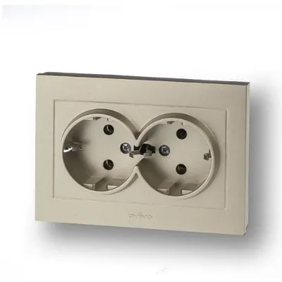 Priza Schuko Dubla ST Grano Met Ovivo OV00231, 10A, 250V, IP20, titan