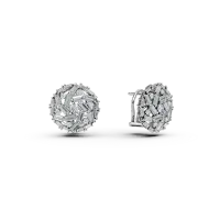 Cercei on ear din aur alb cu diamante baguette si rotunde de 1.4ct
