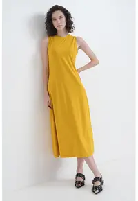 Rochie midi fara maneci - Galben sofran