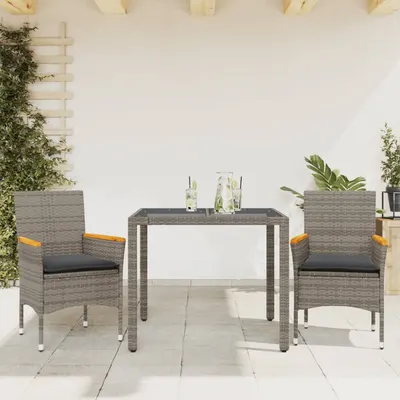 Gossi set mobilier de gradina cu perne 3 piese gri poliratan & sticla