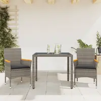 Gossi set mobilier de gradina cu perne 3 piese gri poliratan & sticla