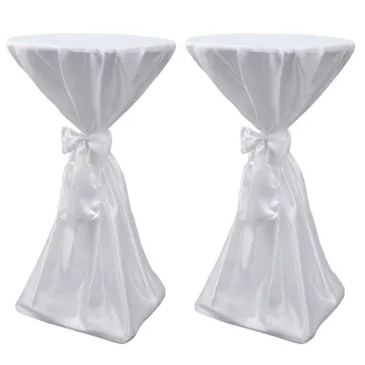 Husă de masă albă, 60 cm, cu fundă, 2 buc