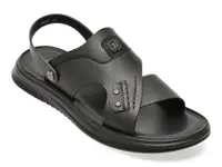 Sandale BITE THE BULLET negre, 25032, din piele naturala