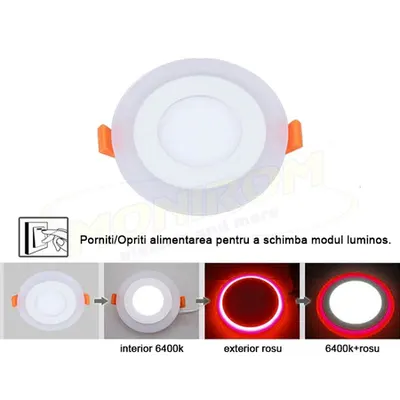 Spot Led TC ingropat 3w 3w/6400k rosu – rotund *TV 0,25ron