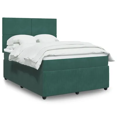 Gossi pat box spring cu saltea, verde inchis, 140x200 cm, catifea