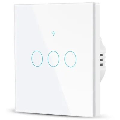 Intrerupator Smart cu Touch Rovo FN3C, 3 canale, Sticla Securizata, Tuya, Life Smart, RF 433MHz, Alexa si Google Assistant, fara nul / 0048544086852