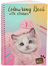 Carte de colorat cu autocolante Studio Pets - A5, Kitty Mouse