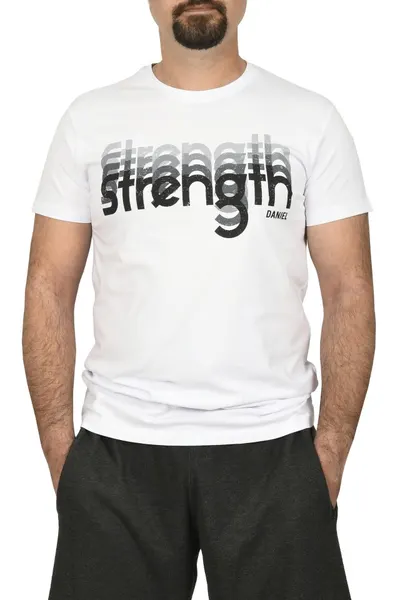 Tricou barbat cu imprimeu STRENGTH, alb (Marime tricou: M)