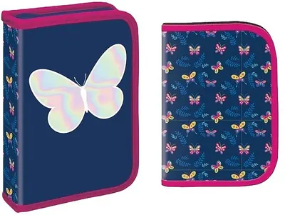 Penar cu rechizite S. Cool - Butterfly, cu 1 fermoar, 32 piese
