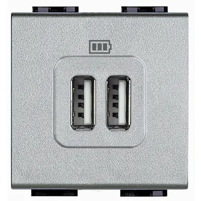 Incarcator USB 5 Vdc Bticino Living Light NT4285C2, argintiu