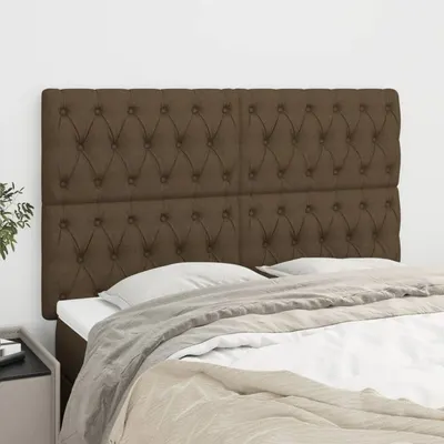 vidaXL Tăblie de pat maro închis 160x7x118/128 cm, material textil