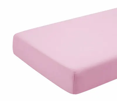 Cearceaf roz KidsDecor cu elastic din bumbac 80 x 190 cm