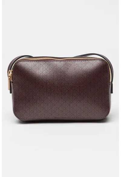 Geanta crossbody din piele ecologica cu model monograma - Violet tyrian
