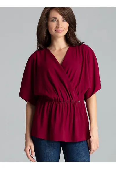 Bluza dama - lejera - cu maneci kimono - rosu - poliester