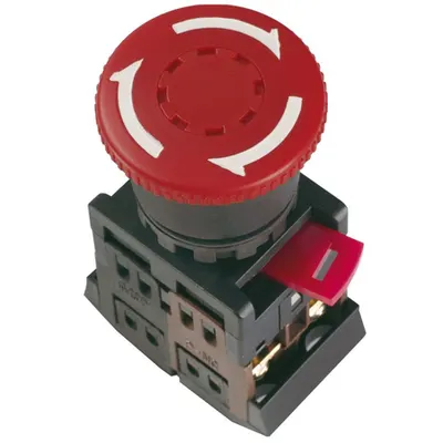 Control buton AE-22 Mushroom fixed positions red d22mm 240V 1c+1r