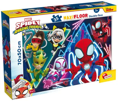 Puzzle cu două fețe Lisciani pentru colorare 35 piese - Spidey