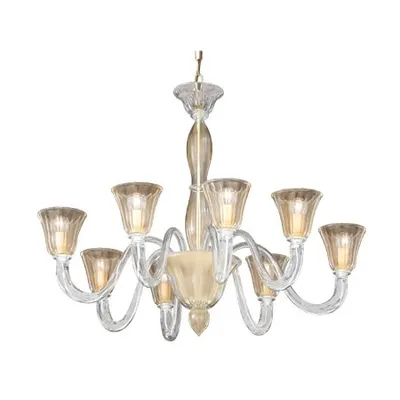 candelabru Ca’ Foscari, 8 becuri, dulie E14, D:820 mm, H:1000/1750 mm, Auriu