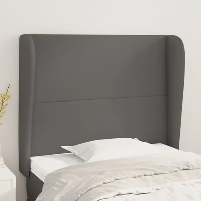 vidaXL Tăblie de pat cu aripioare gri 93x23x118/128 cm piele eco
