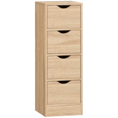 HOMCOM Dulap de Baie Compact cu 4 Sertare și Mânere Sculpatate, Stil Nordic | Aosom Romania