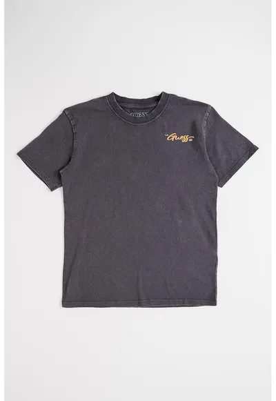 Tricou din bumbac cu aspect decolorat si imprimeu logo - Gri antracit