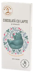 Ciocolata 54% cacao cu lapte si zmeura, 80g, Razvan Idicel