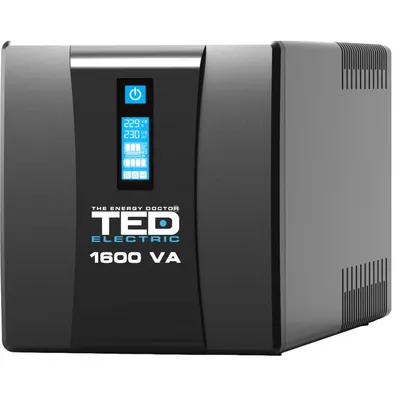 Ups 1600VA/900W LCD TED Line cu stabilizator 4 iesiri schuko TED004642, repornire automata, 2x 9Ah, USB Management