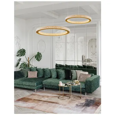 Lampa suspendata FIORE Antique Auriu Brass Aluminiu & Acrylic LED 60 Wat 230 Volt 3530Lm 3000K IP20