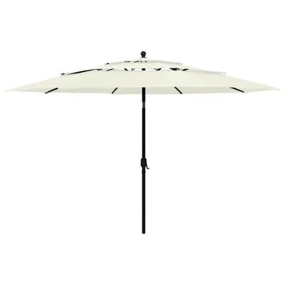 vidaXL Umbrelă grădină cu 3 niveluri, stâlp aluminiu, nisipiu, 3,5 m