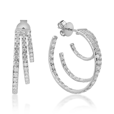Cercei on ear din aur alb cu diamante de 2.5ct