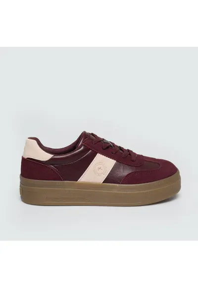 Pantofi sport flatform cu garnituri de piele intoarsa