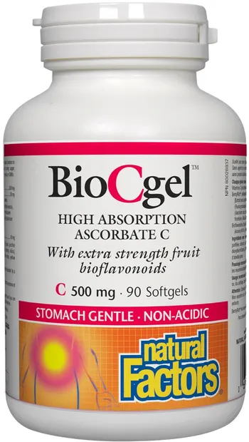 Vitamin C BioCgel, 500 mg, 90 capsule, Natural Factors