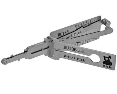 Decodor unealta auto Lishi Original HU136 – 2-in-1 Pick Decoder compatibila Renault/Dacia, HU136 Flat 8-Cut 2-Track pentru Usi si Portbagaj
