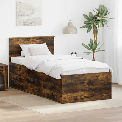 vidaXL Daybed Manual Stejar afumat și negru 75 x 190 cm Lemn prelucrat