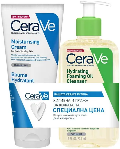 CeraVe Set - Cremă și ulei de curățare pentru față și corp, 177 + 236 ml
