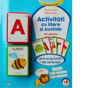 Activitati cu litere si cuvinte. Set educativ. Carte de activitati + 108 cartonase