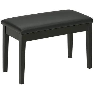 HOMCOM Bancă pentru Pian cu Spațiu de Depozitare, Bancă pentru Pian din Lemn și Piele Ecologică PU, 75x35x49 cm, Negru | Aosom Romania