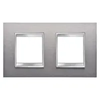 Placa ornament CProiector HORUS LUX international - IN METAL - 2+2 modul HORIZONTAL - BRUSHED STAINLESS STEEL - CProiector HORUS