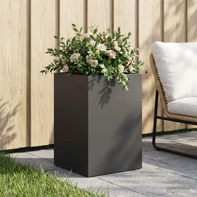 vidaXL Vază pentru Grădină Negru 40 x 40 x 60 cm Oțel laminat la rece