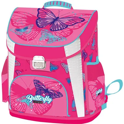 Ghiozdan școlar ergonomic Lizzy Card Pink Butterfly - Premium