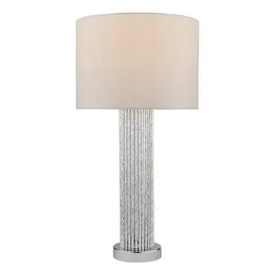 Veioza Lazio Table Lamp Polished Chrome Silver Rod With Faux Silk Shade