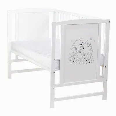 Patut pentru bebelusi 120x60 cm Bears cu laterala detasabila + Saltea Cocos