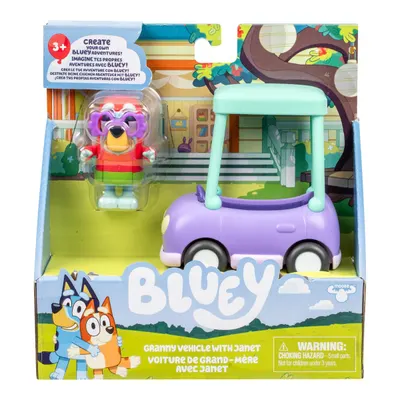 Set de joaca cu figurina, Bluey, Janet si masina bunicii