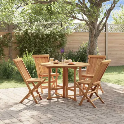 vidaXL Set de mobilier de exterior pliabil, 5 piese, lemn masiv de tec