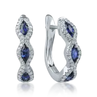 Cercei cu tortite din aur alb cu safire si diamante de 1.2ct